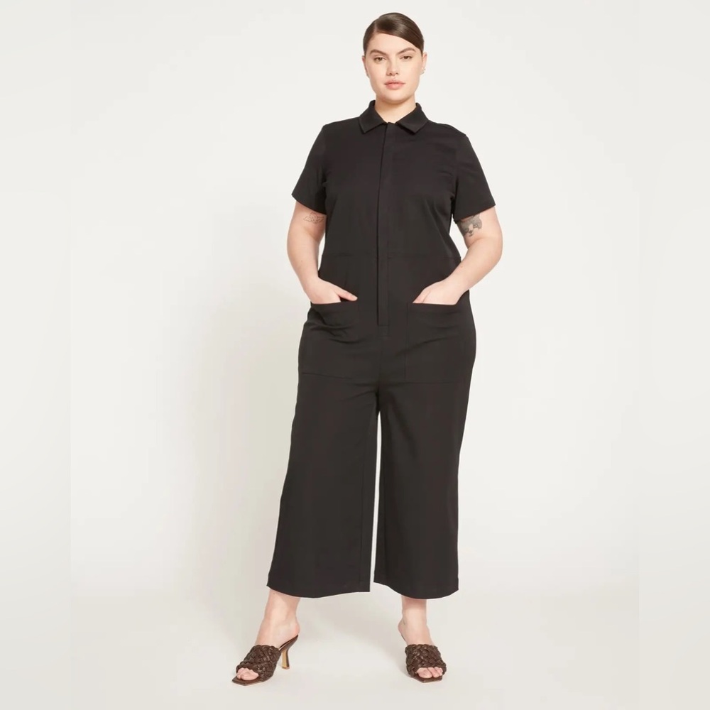 Universal Standard Kate Stretch Cotton Twill Jumpsuit Black Size XS